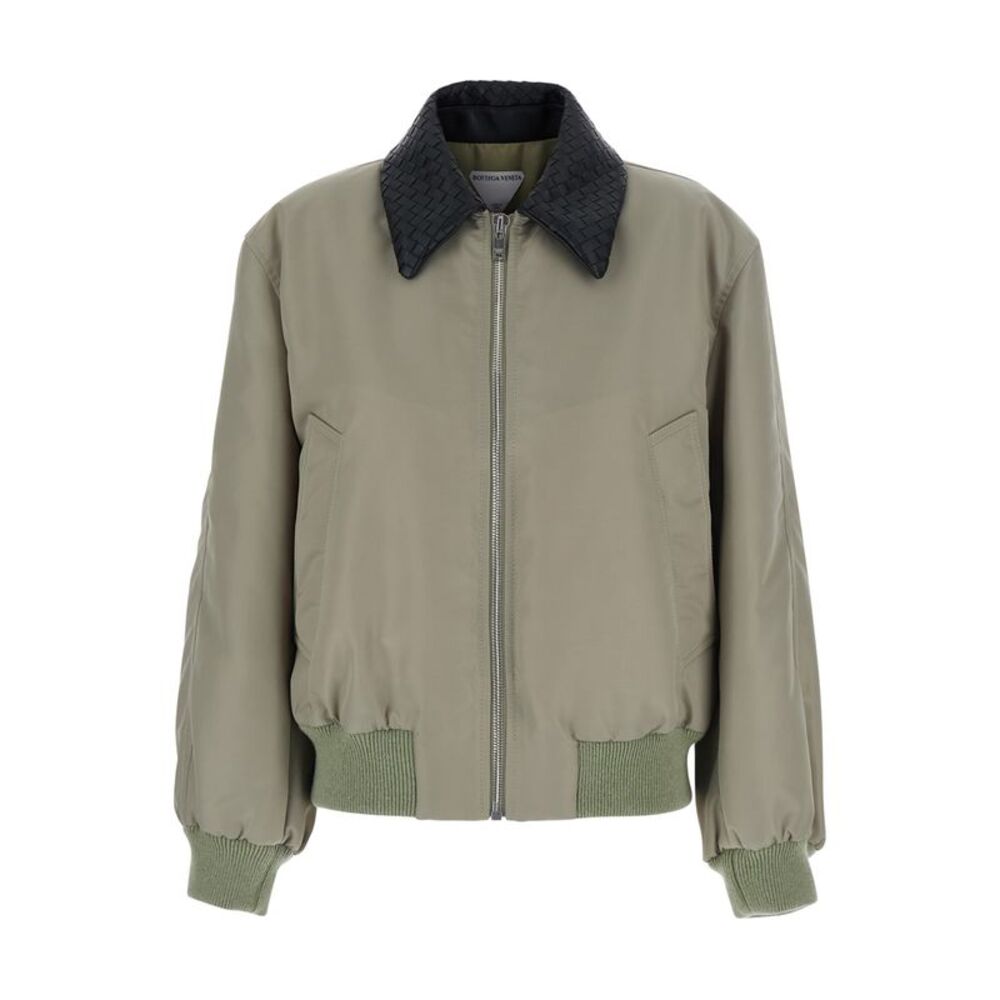 Bottega Veneta Women Wr Satin Nylon Blouson With Intrecciato Collar